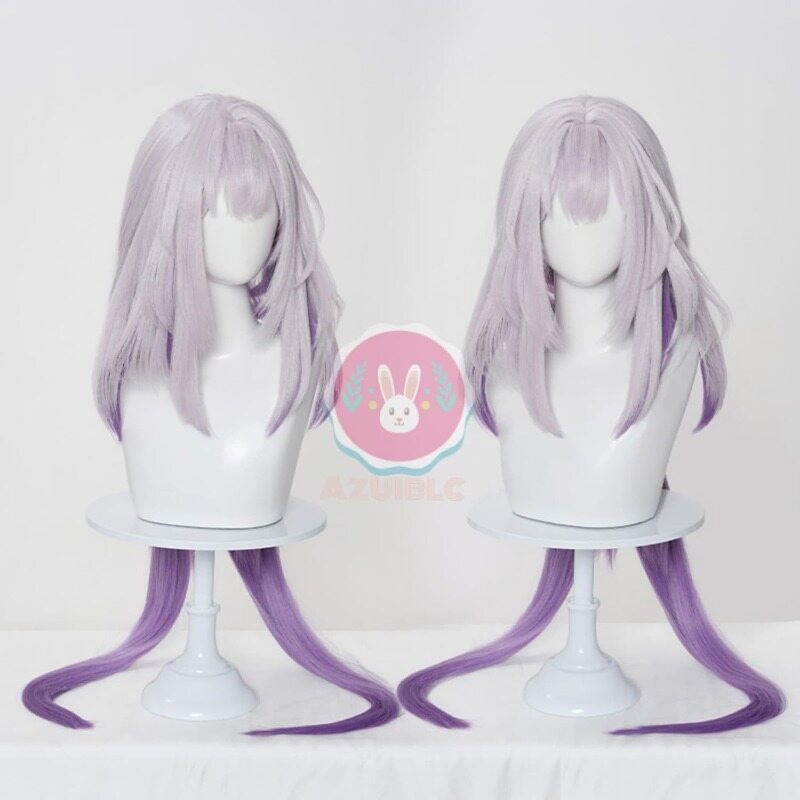 Azuiblc崩壊 スターレイル キャストリス コスプレ ウィッグ 紫 灰白 グラデーション ロング ネット付きかつら 鬘 WIG コスプレ道具 - Azuiblc