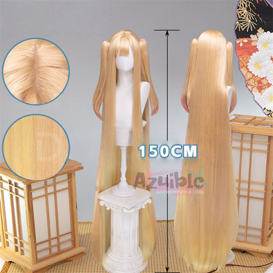 Azuiblc　超かぐや姫！ かぐや　ウィッグ　150cm ロングウィッグ　wig　鬘 コスチューム　 ウサギ耳ヘアスタイルパーツ &nbsp;耐熱 コスプレ - Azuiblc