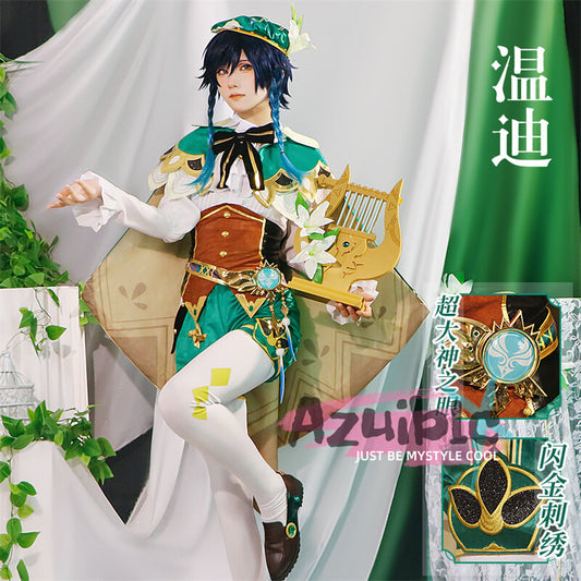 Azuiblc　原神　 バルバトス　ウェンティ　コスプレ Venti　モンド城 魔神 コスチューム 仮装  ハロウィン　ウェンティ　舞台服 - Azuiblc