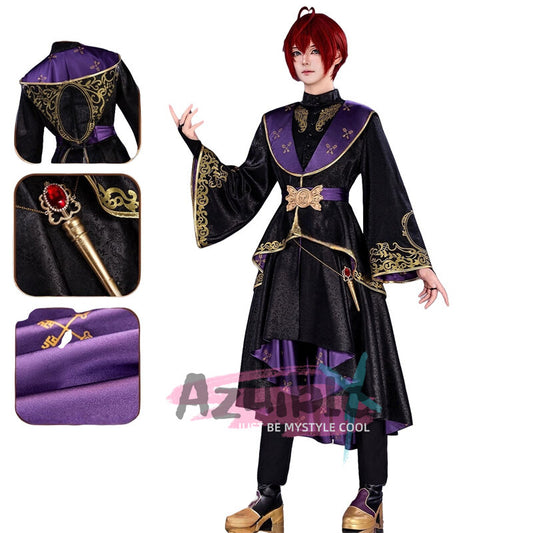 Azuiblc　ツイステッドワンダーランド レオナ/エース/イデア 制服コスプレ　光沢サテン生地+3D樹脂アクセ 暗紋模様入り 柔軟仕様 - Azuiblc