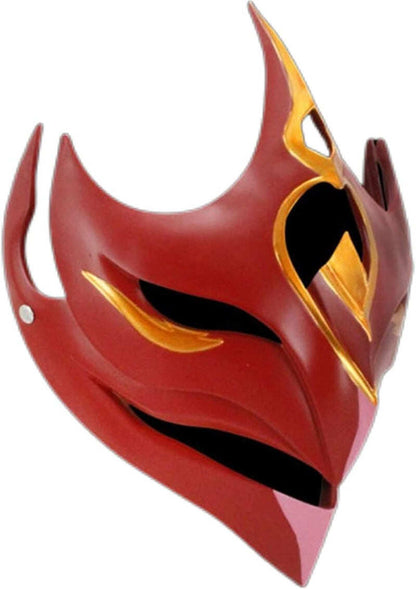 Azuiblc　原神 げんしん タルタリヤ 魔王武装 　 魈（しょう ） ショウ 　九条裟羅 天狗のお面　狐のお面 樹脂製 巫女 花散里 神里綾華 稲妻 お土産 白 赤 祭り きつね キツネ マスク 頭飾り ヘアアクセサリー コスプレ道具 コスプレ 萌え 可愛い イベント プレゼント グッズ 道具 小物 - Azuiblc