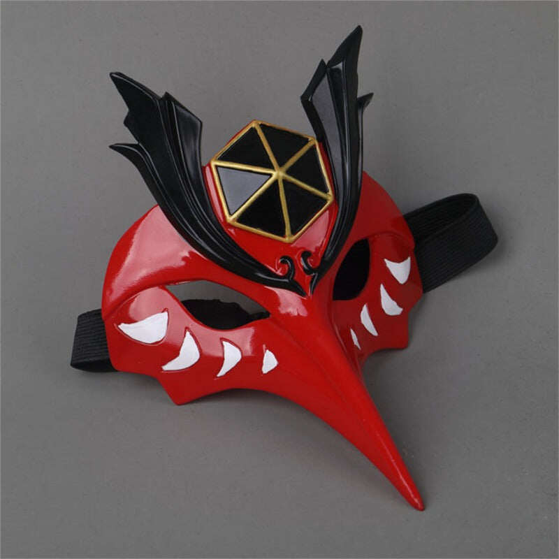 Azuiblc　原神 げんしん タルタリヤ 魔王武装 　 魈（しょう ） ショウ 　九条裟羅 天狗のお面　狐のお面 樹脂製 巫女 花散里 神里綾華 稲妻 お土産 白 赤 祭り きつね キツネ マスク 頭飾り ヘアアクセサリー コスプレ道具 コスプレ 萌え 可愛い イベント プレゼント グッズ 道具 小物 - Azuiblc
