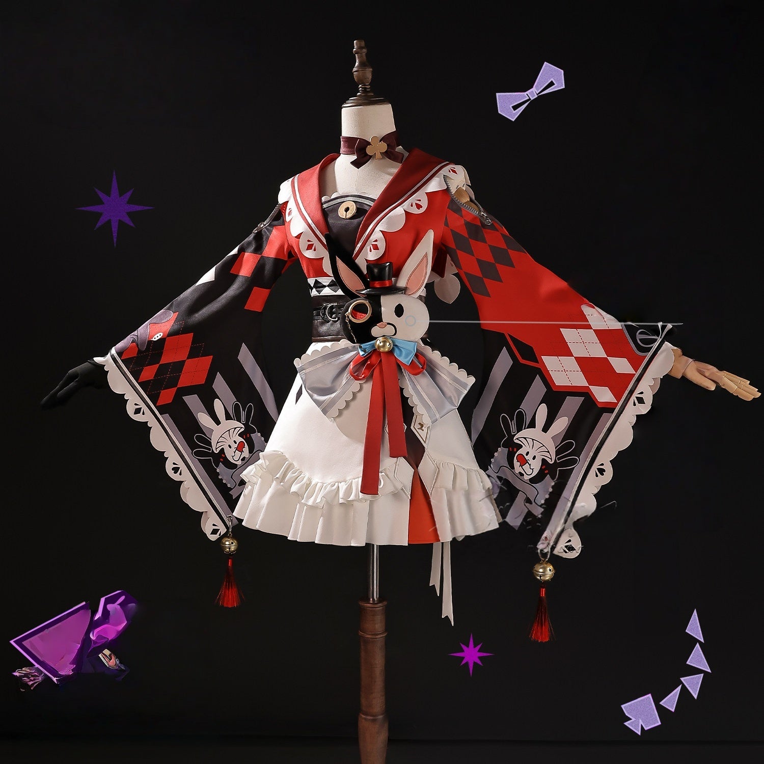Azuiblc　崩壊スターレイル 火花 コスプレ衣装　ドレス　3d樹脂製パーツ　仮面の愚者 コスチューム　ぬいぐるみ付 - Azuiblc