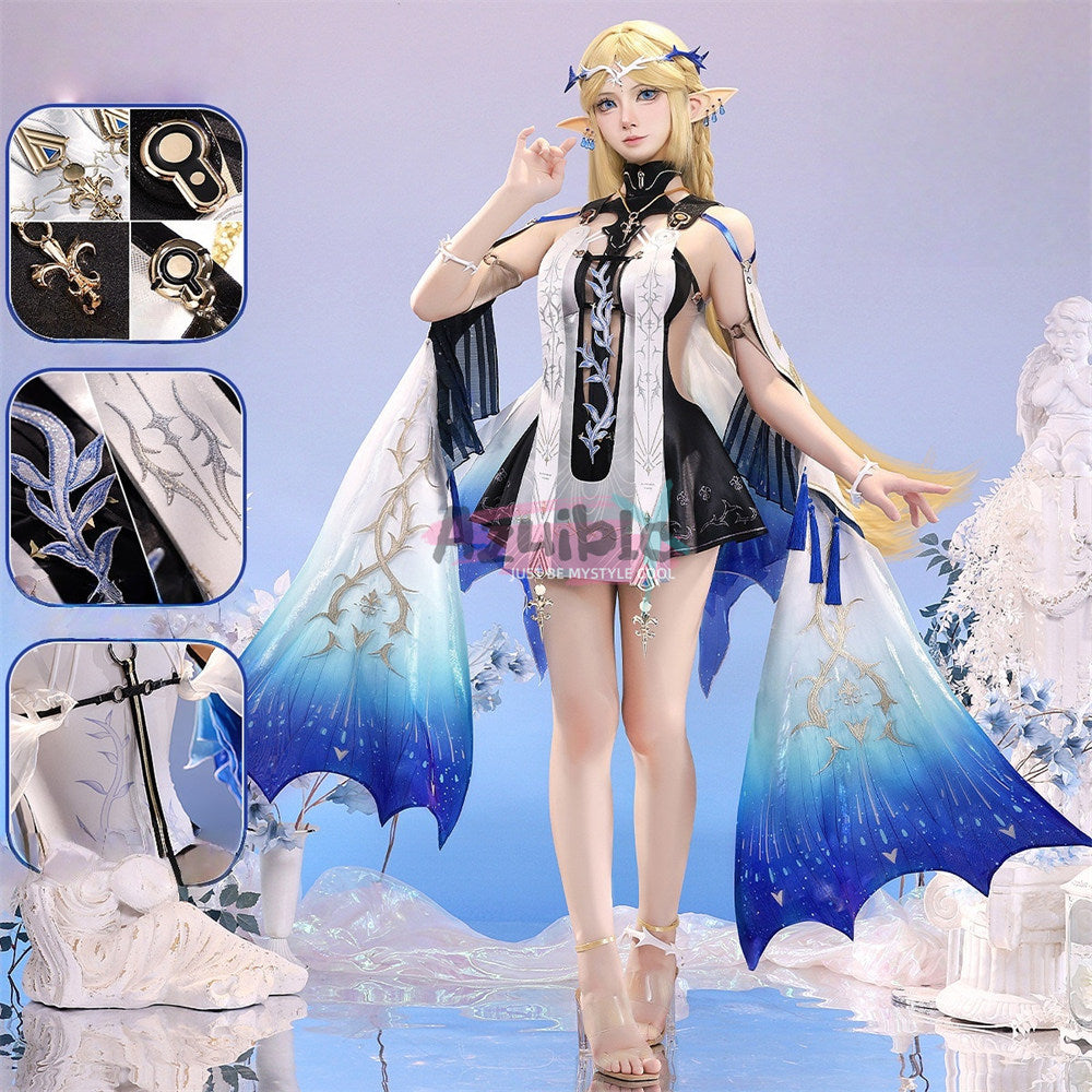 Azuiblc Wuthering Waves Cartheya Cosplay with Metal Parts Fleur-de-lis Cartethyia Cosplay Halloween