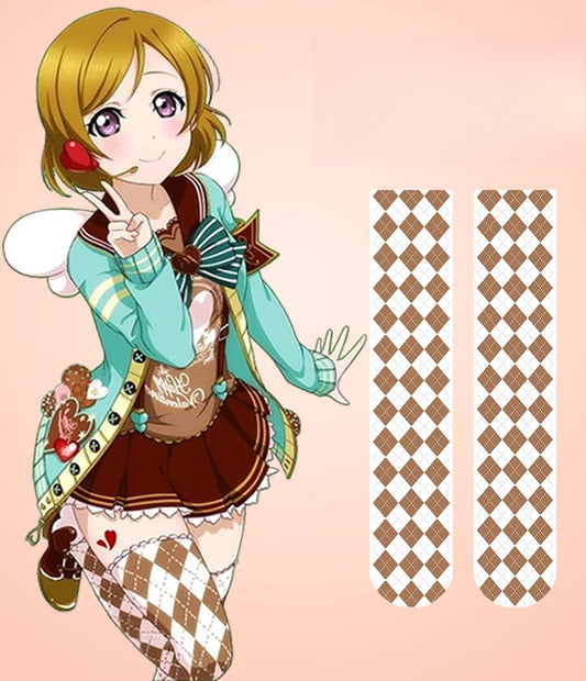 Azuiblc　ラブライブ!　小泉 花陽　ニーハイソックス タイツ　ロリータ風　HANAYO KOIZUMI　ストッキング　国立音ノ木坂学院　涼感シリーズ 光沢オーバーニーソックス - Azuiblc