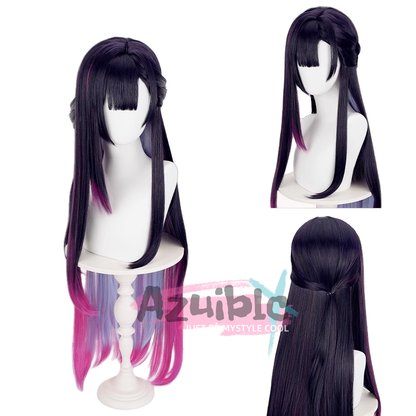 Azuiblc 崩壊スターレイルセイレンス ウィッグ 100cm 耐熱マットファイバー　ヘレクトラ　黒紫ピンクグラデ ストレート/カール可 染色不可 - Azuiblc
