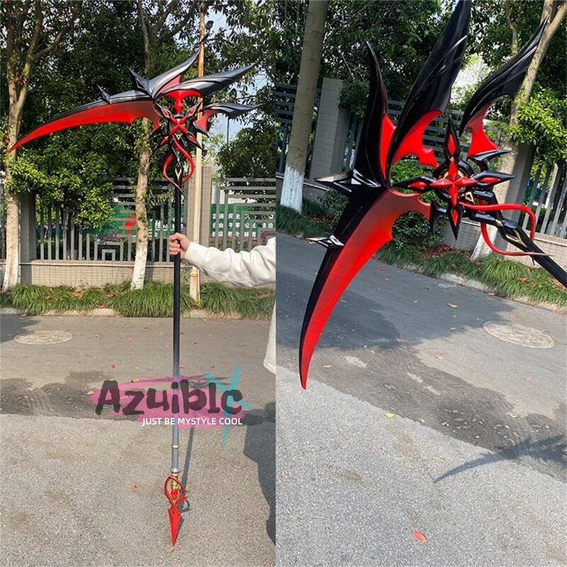 Azuiblc 原神 槍 赤月のシルエット 召使 コスプレ道具 アルレッキーノ 172CM 鎌198cm武器 PU製 Cosplay 道具  コスプレ小物 cosplayAzd19 - Azuiblc