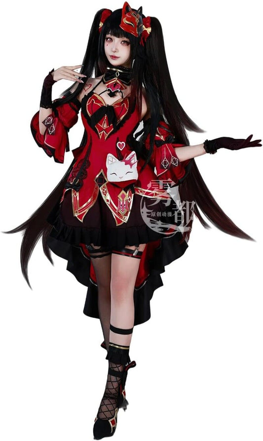 Azuiblc 崩壊 スターレイル  コラボ 花火 虚構遊戯 千面役者 コスプレ衣装 仮面付き 可愛い コスチューム コスプレ グッズ おしゃれ アニメ cosplay - Azuiblc