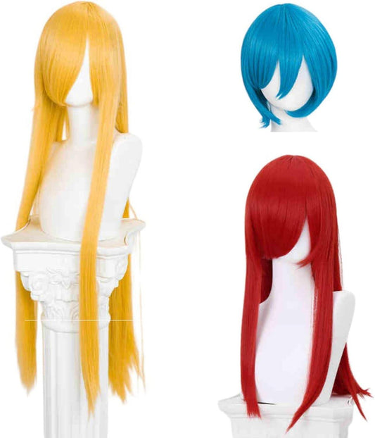Azuiblc 汎用ウィッグ コスプレ用 サラサラ 30cm 80色 DIY ネット付き カラー 短髪 ショート ストレート フルウィッグ ボブ 白髪 金髪 黒 ‎ブルー グレー メンズ レディース 耐熱Azw011 - Azuiblc