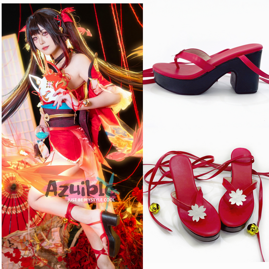 Azuiblc Honkai: Star Rail Hanabi Sandals Cosplay Props Geta for Events, Halloween