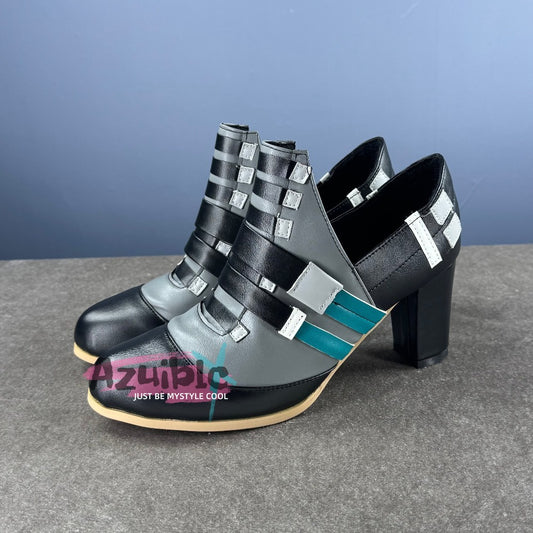Azuiblc Zenless Zone Zero Tsukishiro Yan Shoes Cosplay Props Event Thin Heel Zenless Zone Zero Thick Heel Shoes Boots