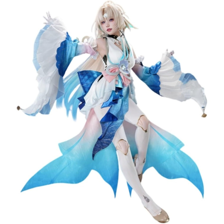 【Azuiblc】Star Rail Pearl Ten Stone Hearts Cosplay Costume with Stockings, Metal Accessories, Cosplay Dress, Kimono, Costume Set