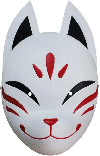 Azuiblc　原神 げんしん タルタリヤ 魔王武装 　 魈（しょう ） ショウ 　九条裟羅 天狗のお面　狐のお面 樹脂製 巫女 花散里 神里綾華 稲妻 お土産 白 赤 祭り きつね キツネ マスク 頭飾り ヘアアクセサリー コスプレ道具 コスプレ 萌え 可愛い イベント プレゼント グッズ 道具 小物 - Azuiblc