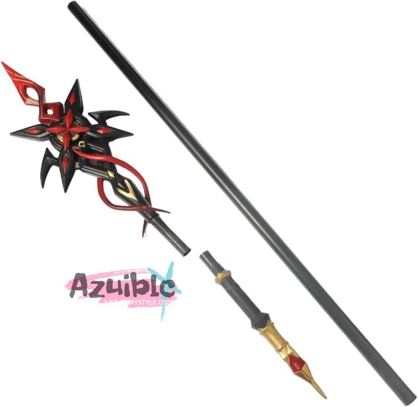Azuiblc 原神 槍 赤月のシルエット 召使 コスプレ道具 アルレッキーノ 172CM 鎌198cm武器 PU製 Cosplay 道具  コスプレ小物 cosplayAzd19 - Azuiblc