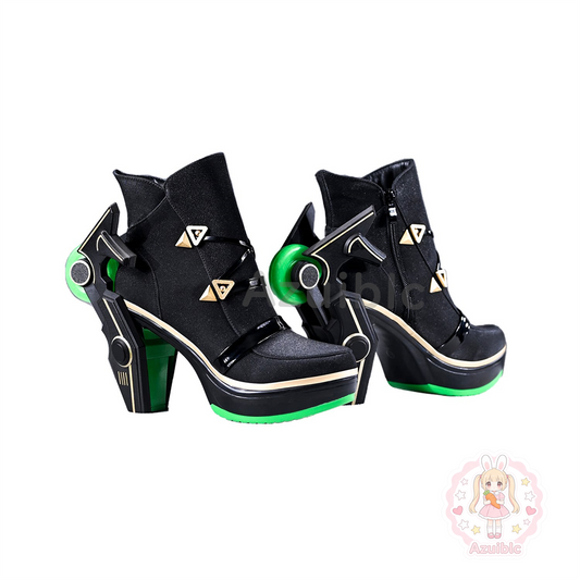 Azuiblc Wuthering Waves Lingering Cosplay Boots 10cm Platform Luminous PU Leather Accurate Reproduction
