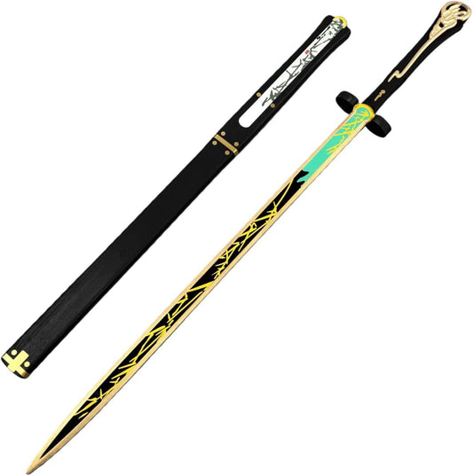 【Azuiblc】Wuthering Waves Jiyan Cosplay Weapon - Jiyan's Sword, Xuanwu - Two-Piece Cosplay Wooden Sword - 110cm Tang-Style Sword - Huanglong Cosplay Prop