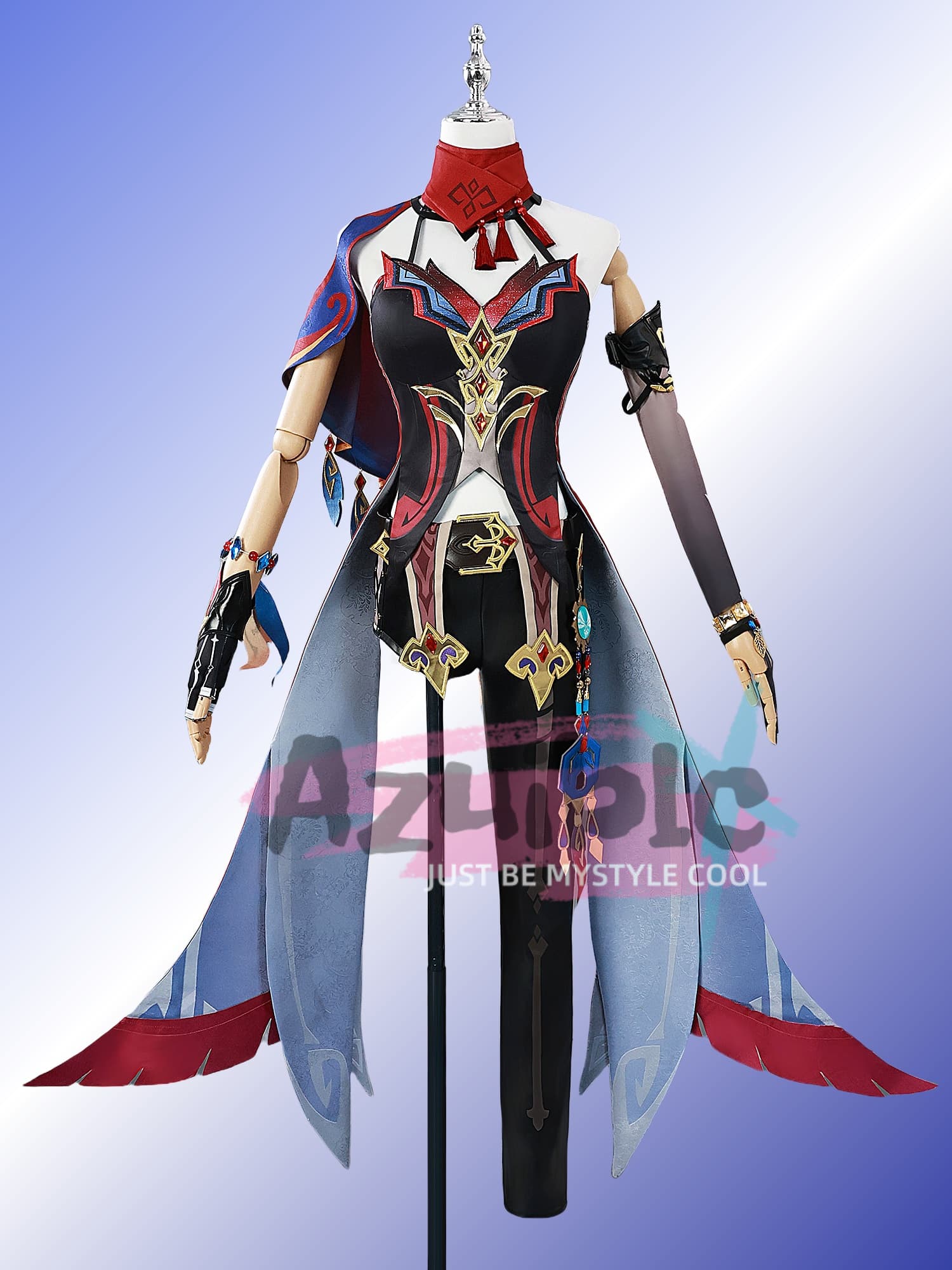 Azuiblc　原神 チャスカ コスプレ衣装　高級コス衣装セット｜神の眼+腕飾り+帽子 豪華付属品 完全再現 コスプレ/コレクション向け - Azuiblc