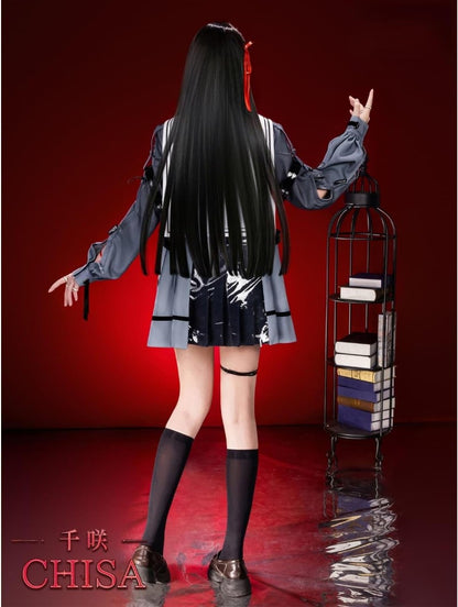 Azuiblc　鳴潮　千咲 コスプレ衣装 ウィッグ付き ハット付き 朽葉千咲 黒海岸 JK 女子高生 コスプレ コスチュームセット - Azuiblc