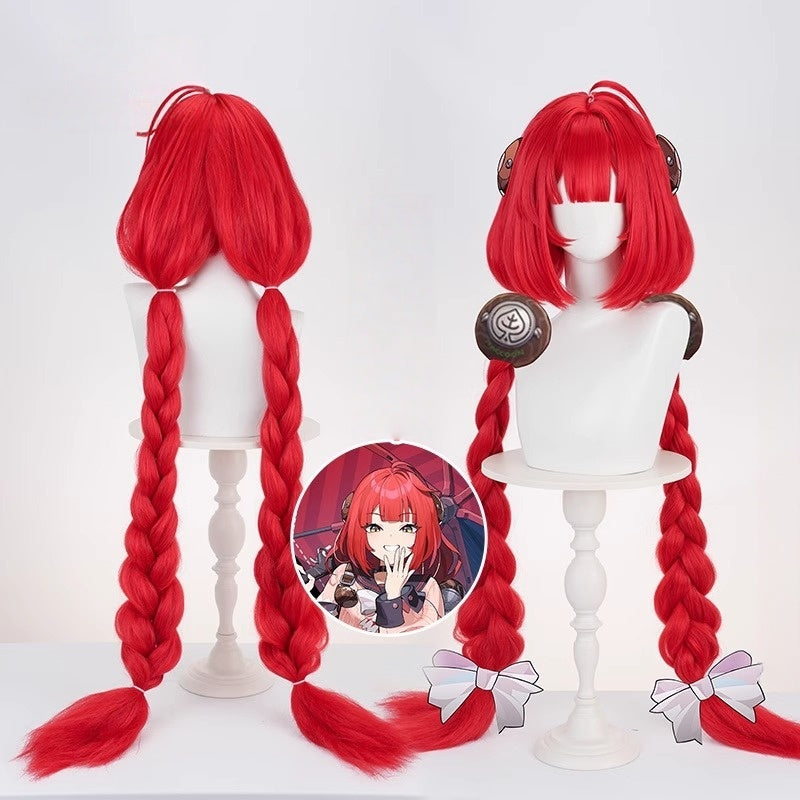 Azuiblc　ゼンゼロ 浮波柚葉 赤ウィッグ　前髪40cm　ポニーテール105cm 高温処理可 - Azuiblc