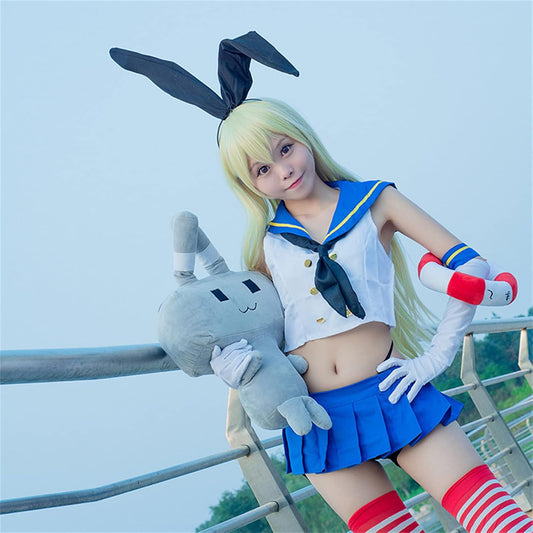 Azuiblc 艦これ 島風 しまかぜ コスプレ衣装 コスチュームセット 駆逐艦 セーラー服 グッズ 日常服 演出服 舞台装 撮影 制服 服装 アニメ cosplay 変装 - Azuiblc
