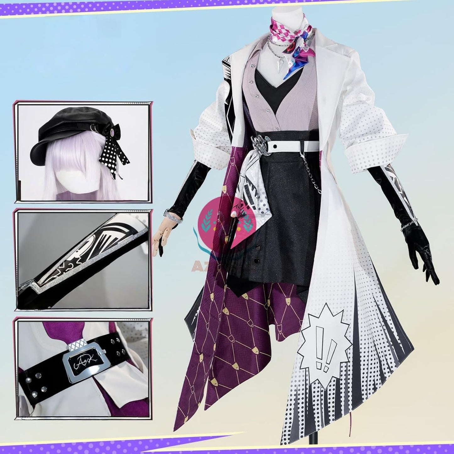 [Azuiblc] Honkai Star Rail - Kyocho Cosplay Costume - Stellie - With Beret, Glasses, Metal Accessories - Cosplay Dress - Everyday Wear - Costume Set - Cosplay