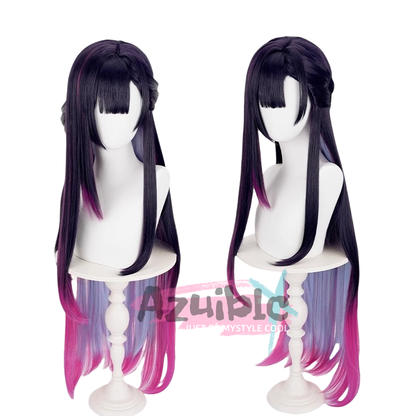 Azuiblc 崩壊スターレイルセイレンス ウィッグ 100cm 耐熱マットファイバー　ヘレクトラ　黒紫ピンクグラデ ストレート/カール可 染色不可 - Azuiblc