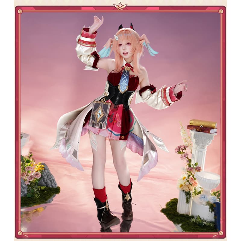 【Azuiblc】原神 リンネア コスプレ コスプレ衣装 翼飾り 図鑑 腿カバー付き 金属アクセサリー コスチュームセット cosplay