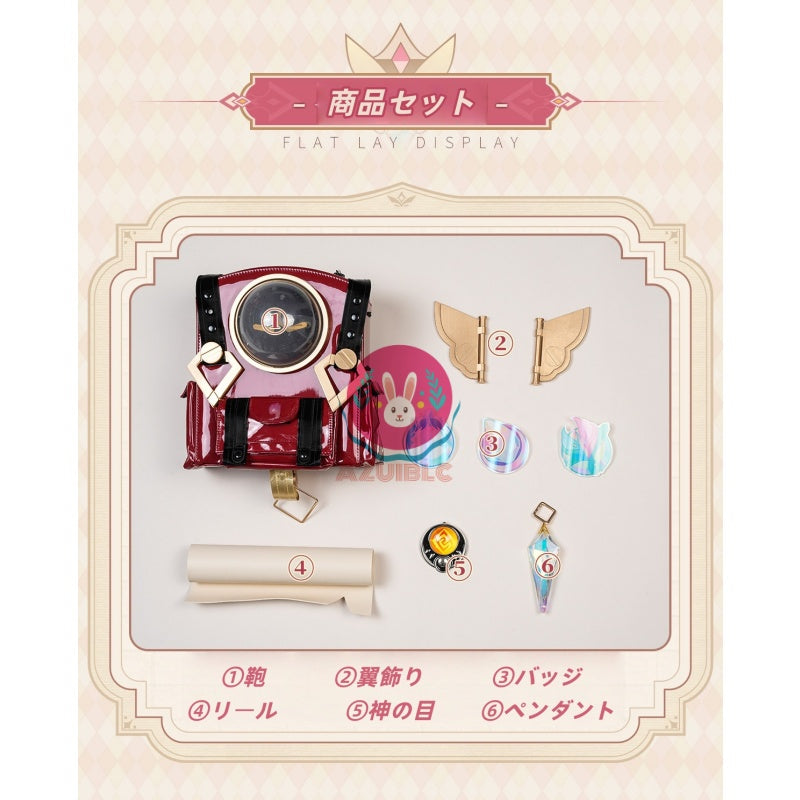 【Azuiblc】原神 リンネア コスプレ コスプレ衣装 翼飾り 図鑑 腿カバー付き 金属アクセサリー コスチュームセット cosplay