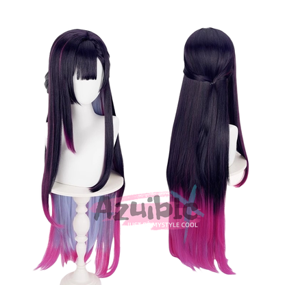 Azuiblc 崩壊スターレイルセイレンス ウィッグ 100cm 耐熱マットファイバー　ヘレクトラ　黒紫ピンクグラデ ストレート/カール可 染色不可 - Azuiblc