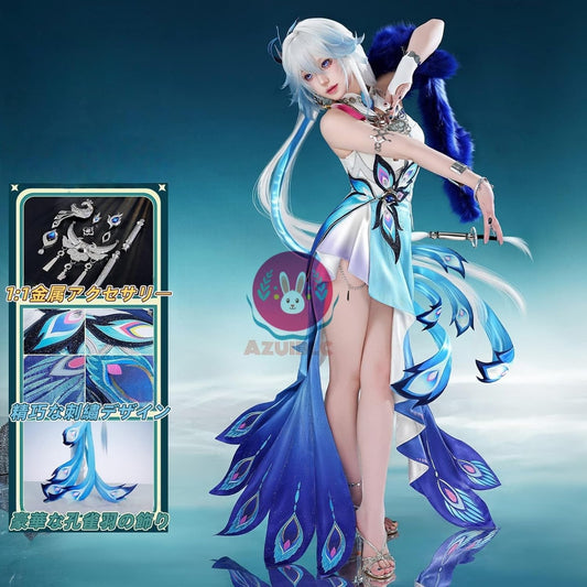 【Azuiblc】Honkai: Star Rail Xuguang Cosplay Costume Hair Accessory Shawl with Fur Metal Accessories Cosplay Dress Costume Set