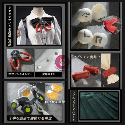 Azuiblcゼンゼロ アリス・タイムフィールド 　コスプレ衣装 ウサギ 剣士 セーラー服 JK 3D飾り コスチュームセット アニメ cosplay - Azuiblc