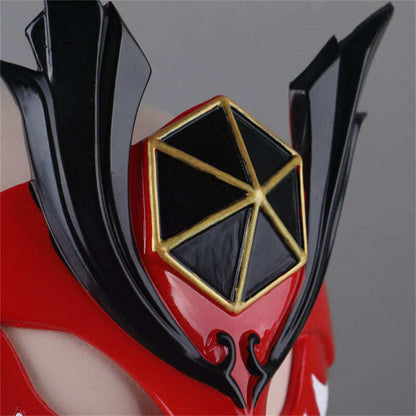 Azuiblc　原神 げんしん タルタリヤ 魔王武装 　 魈（しょう ） ショウ 　九条裟羅 天狗のお面　狐のお面 樹脂製 巫女 花散里 神里綾華 稲妻 お土産 白 赤 祭り きつね キツネ マスク 頭飾り ヘアアクセサリー コスプレ道具 コスプレ 萌え 可愛い イベント プレゼント グッズ 道具 小物 - Azuiblc
