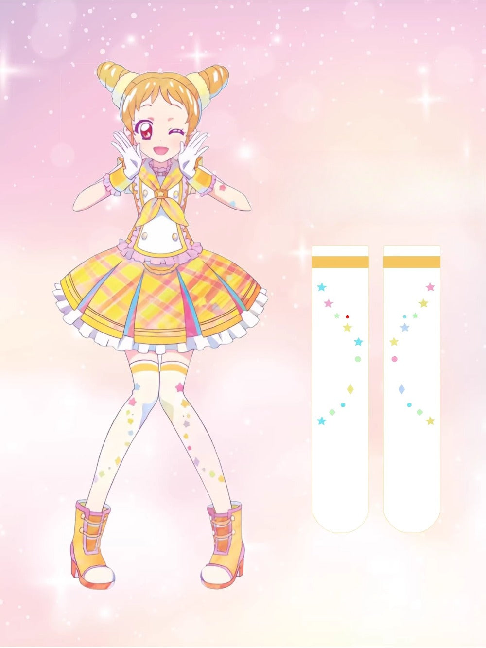 Azuiblc アイカツ! 有栖川乙女  プリントタイツ 弾性ストッキング 太ももソックス コスプレ道具　60cm 75cm
