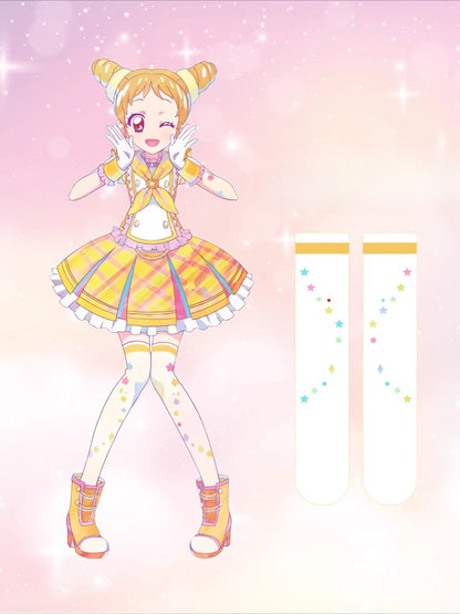 Azuiblc アイカツ! 有栖川乙女  プリントタイツ 弾性ストッキング 太ももソックス コスプレ道具　60cm 75cm