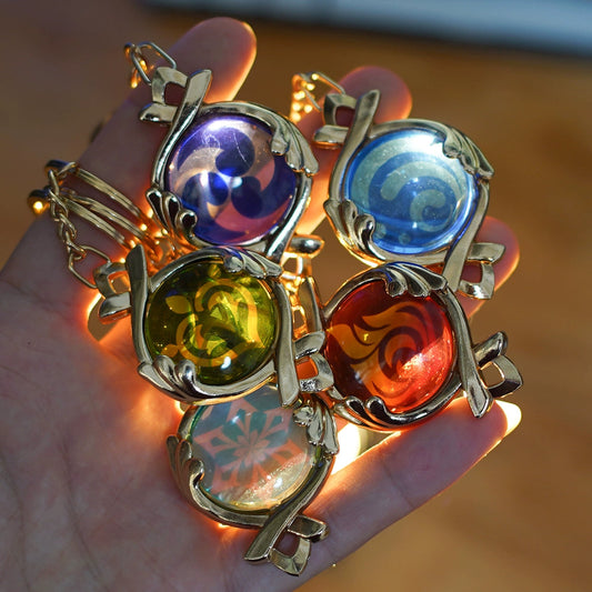 Azuiblc 原神　神の目　 透明感　キーホルダー　おもちゃ　本体約5cm　萌えグッズ　アクセサリー　装備品 - Azuiblc