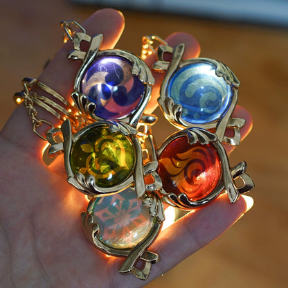 Azuiblc 原神　神の目　 透明感　キーホルダー　おもちゃ　本体約5cm　萌えグッズ　アクセサリー　装備品 - Azuiblc