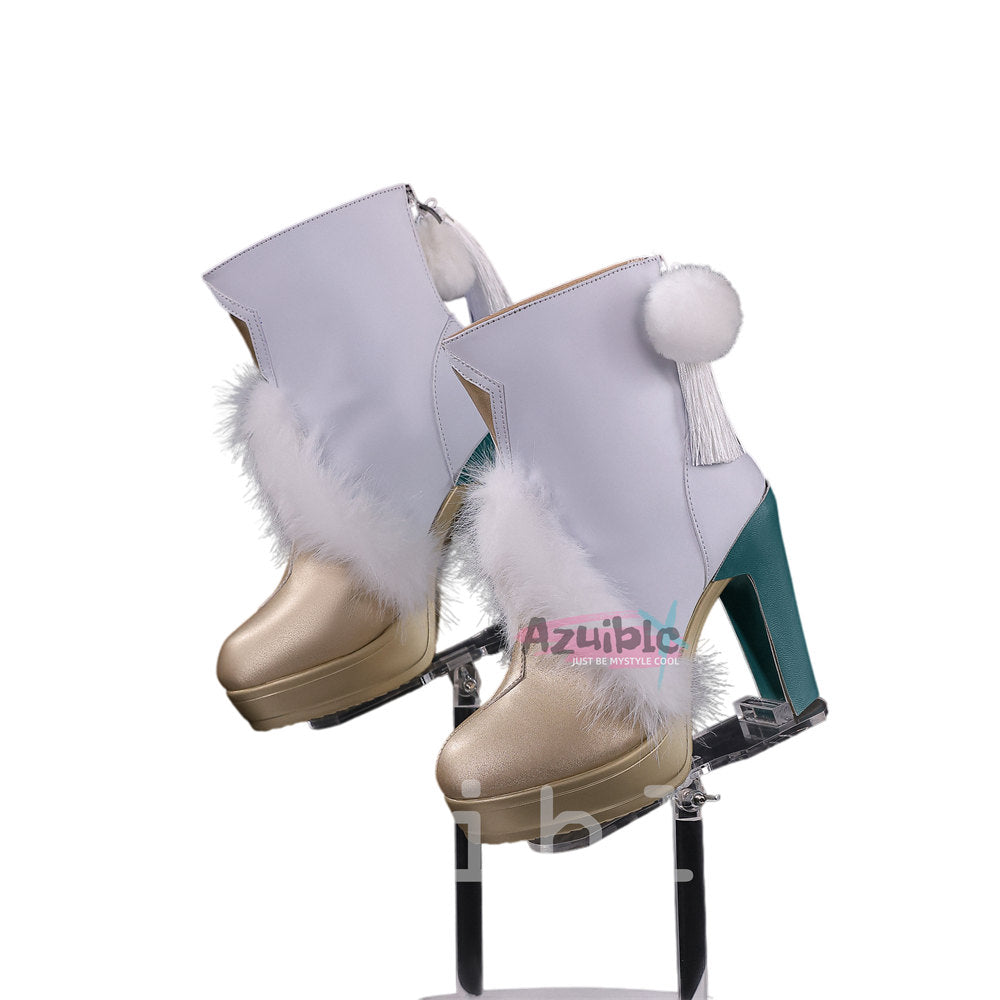 Azuiblc Genshin Shihatsu Zibai Shoes Boots Genshin Sole 9.5cm Cosplay Prop Event Photography Prop
