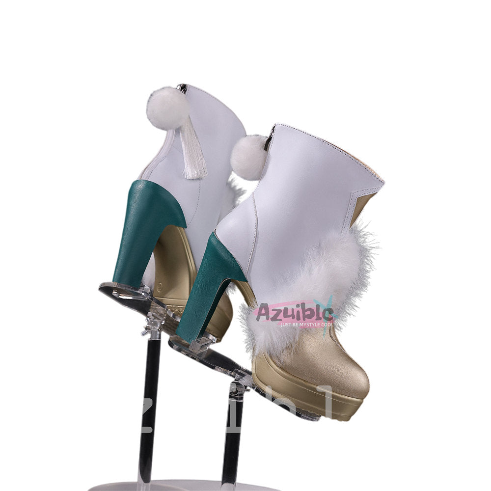 Azuiblc Genshin Shihatsu Zibai Shoes Boots Genshin Sole 9.5cm Cosplay Prop Event Photography Prop