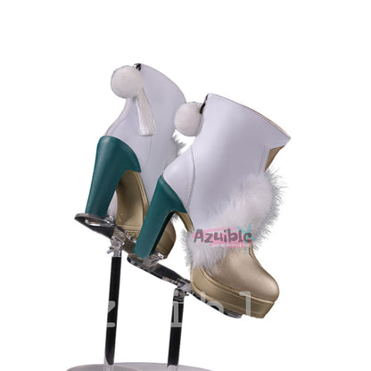 Azuiblc Genshin Shihatsu Zibai Shoes Boots Genshin Sole 9.5cm Cosplay Prop Event Photography Prop