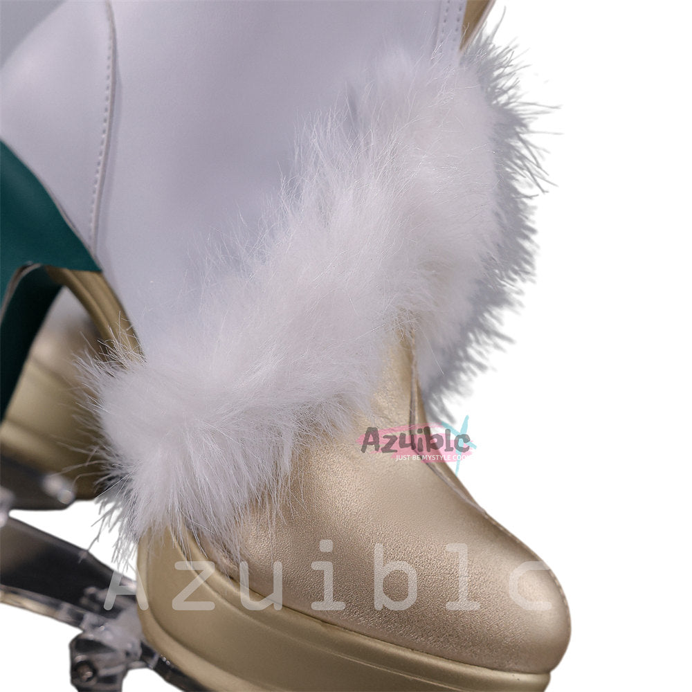 Azuiblc Genshin Shihatsu Zibai Shoes Boots Genshin Sole 9.5cm Cosplay Prop Event Photography Prop