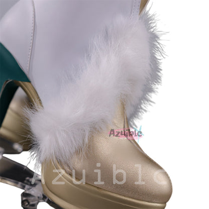 Azuiblc Genshin Shihatsu Zibai Shoes Boots Genshin Sole 9.5cm Cosplay Prop Event Photography Prop