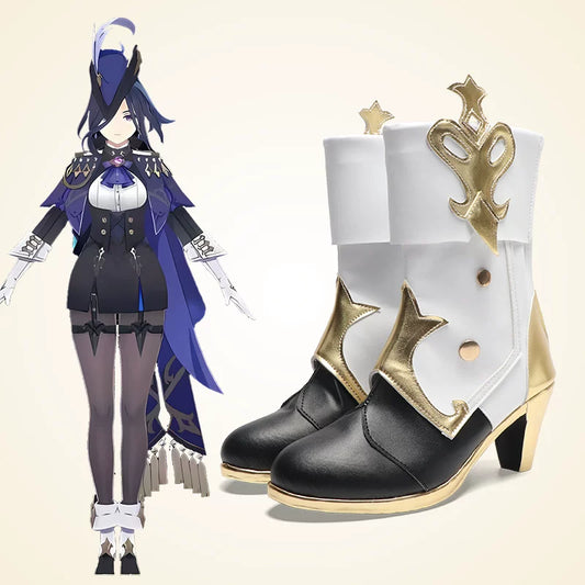 Azuiblc Genshin Impact Clorinde Boots Cosplay Prop Shoes