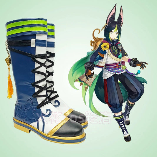 Azuiblc Genshin Impact Tighnari Boots Long Boots Shoes Cosplay Prop