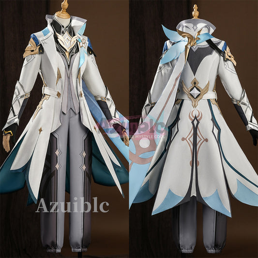 Azuiblc Genshin Impact Aether/Lumine New Realm Cosplay Costume - Light-Up Option Available, Perfect for Events, Stage Performances - 3D Resin Parts Included