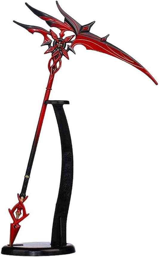Azuiblc 原神　ミニチュア 赤月のシルエット 22cm 長柄 槍 キーホルダー アルレッキーノ(召使) 工芸品モデル ダイキャスト おもちゃ ミニ武器 - Azuiblc