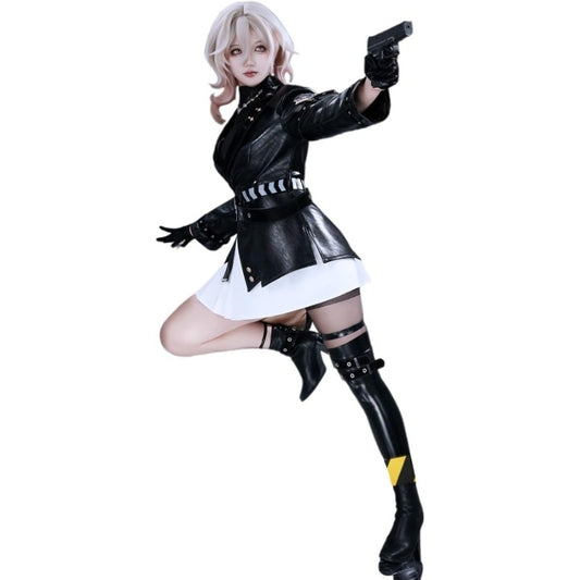 【Azuiblc】Star Rail Kuqiba Cosplay Costume with Handcuffs Metal Shoulder Straps Cosplay Security Officer Costume Set cosplay