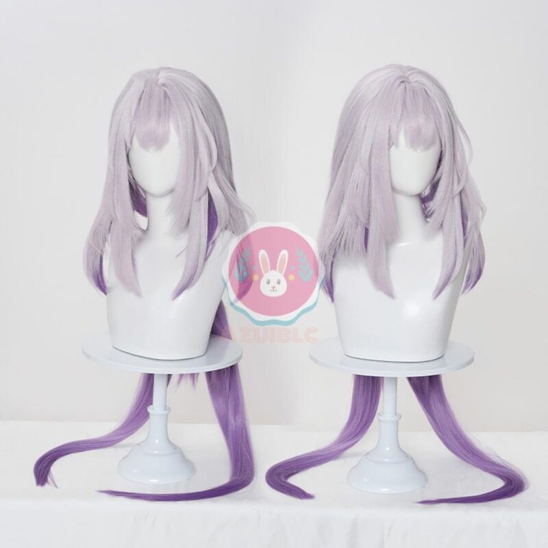 Azuiblc崩壊  スターレイル  キャストリス コスプレ ウィッグ 紫 灰白 グラデーション ロング ネット付きかつら 鬘 WIG  コスプレ道具  - Azuiblc