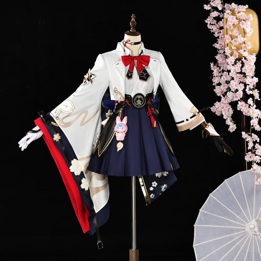 AZUIBLC Honkai: Star Rail Huohuo Cosplay Costume with Fox Ears and Hair Accessories, 3D Printed Decorations, for Stage, Halloween, and Events