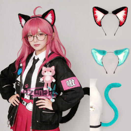 Azuiblc NTE Nanaly Cosplay Prop Hair Ornament Mint Accessory Hair Accessory Tail Nevaeba