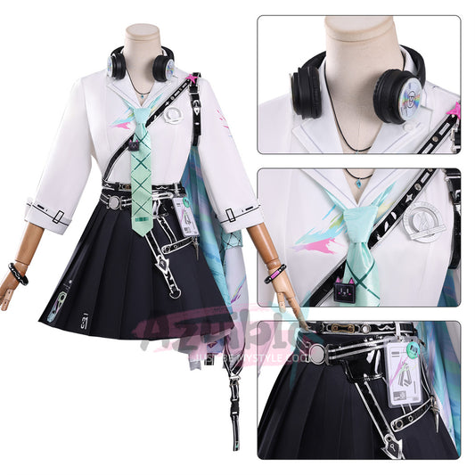 Azuiblc Wuthering Waves Lingering Cosplay Costume - Event, Fancy Dress - Includes Headphones + Earrings - Wig can be added